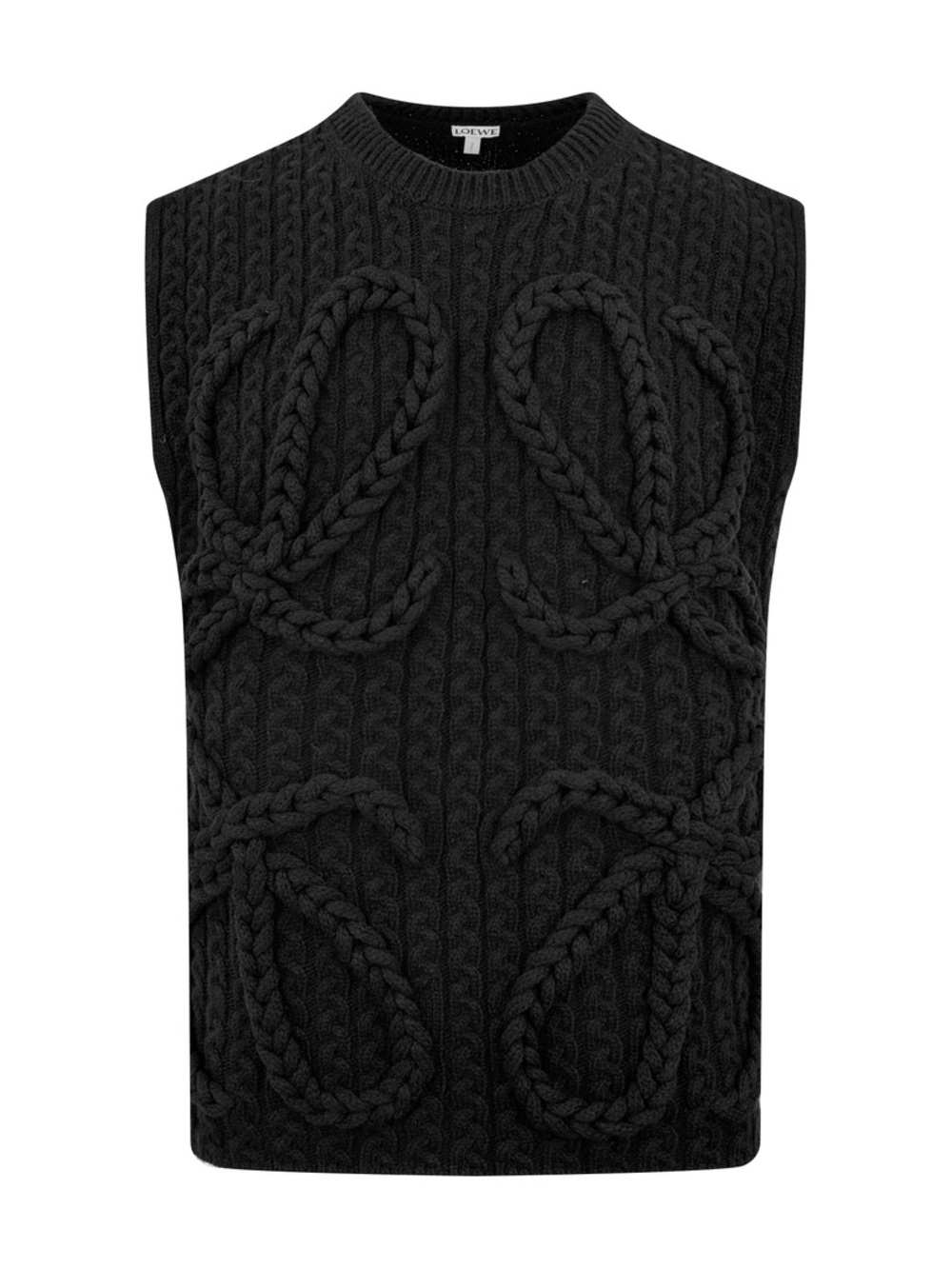 Loewe Black Braided Cable-Knit Sleeveless Sweater